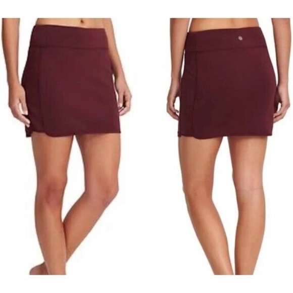Athleta Womens  Skirt Womens Sz Small Stretch Wanderer Burgundy Fleece Lined‎ - Picture 1 of 10